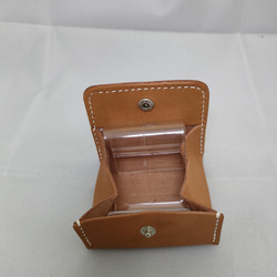 BOXコインケース ティーポレザー 白ステッチ 飾り縫い 2枚目の画像