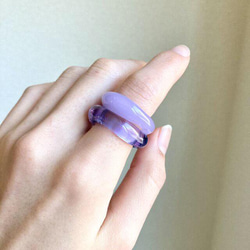 -purple- ダブルガラス リング glass ring 1枚目の画像