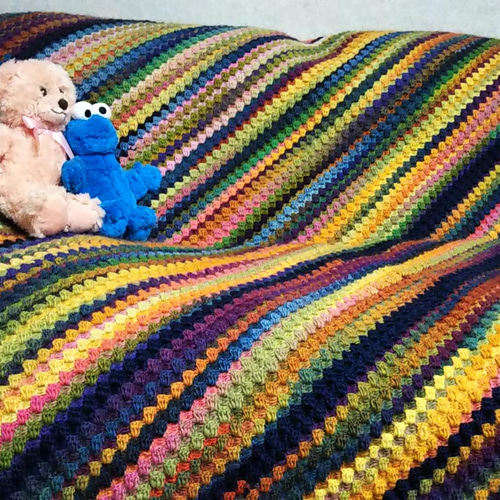 ハンドメイド☆かぎ針編み☆ダイアゴナルステッチ☆マルチカバー