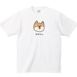 柴犬 豆柴 Tシャツ【名入れ】 服 グッズ デザイン イラスト 半袖 白 1枚目の画像