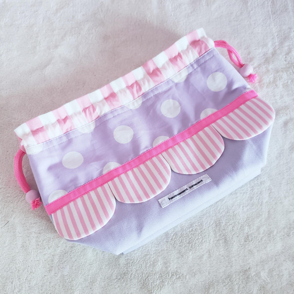 扇貝形午餐袋粉色×紫色尺寸可變 第4張的照片