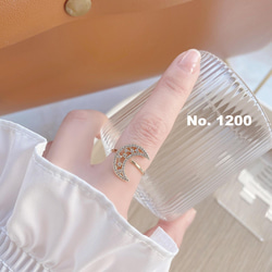 韓国ファッション　大人かわいい月指輪リング　アクセサリー　-1199，-1200 2枚目の画像
