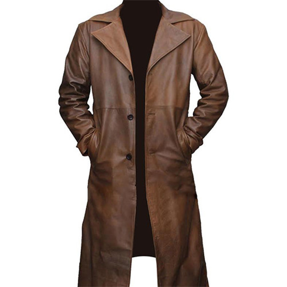 羊革ワックス加工ロング/トレンチコート Sheep Leather Waxed Long Trench Coat 1枚目の画像