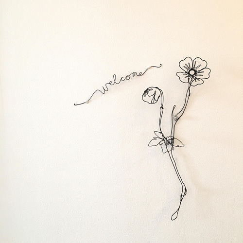 ワイヤーアート ワイヤークラフト welcome 花と鳥 立体 ワイヤーアート ワイヤークラフト welcome 花と鳥 立体