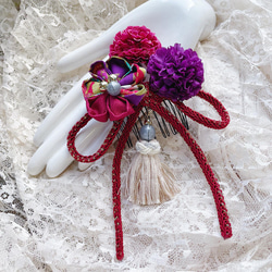 浴衣髮飾成年儀式婚禮髮飾花紫紅色大正浪漫大和撫子慶典裝飾（少女祈禱）[4 種可供選擇] 第5張的照片