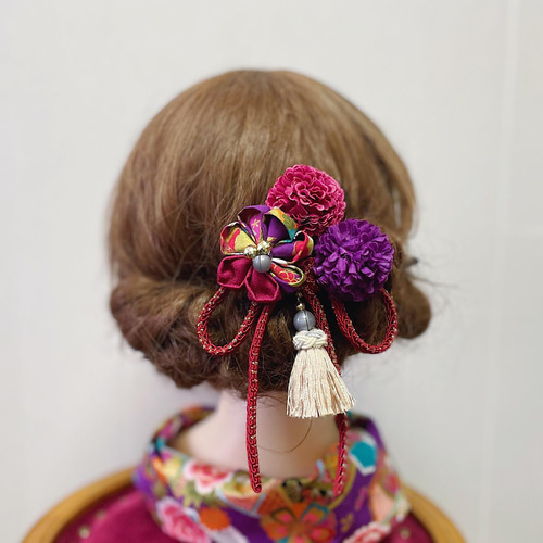 送料無料】結婚式 成人式 髪飾り 紫 花 大正ロマン