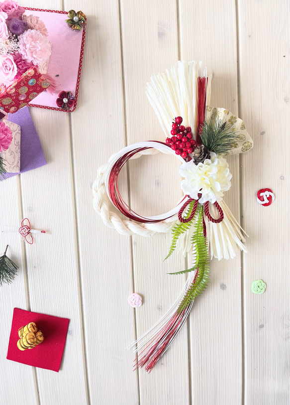 新作お正月飾り 大人のシンプルホワイト【しめ縄飾り 和モダン】しめ縄