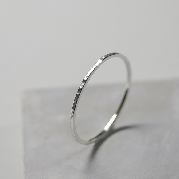 つや消し縦槌目 シルバーフラットリング 1.0mm幅 MATTE VERTICAL｜SILVER RING｜632 1枚目の画像