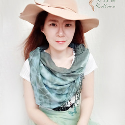 ♔蔻珞瑪♘ Ⓓⓔⓢⓘⓖⓝ - 渲染絲光棉圍巾-墨灰綠 第2張的照片
