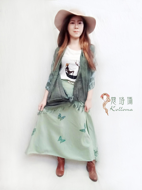 ♔蔻珞瑪♘ Ⓓⓔⓢⓘⓖⓝ - 渲染絲光棉圍巾-墨灰綠 第4張的照片