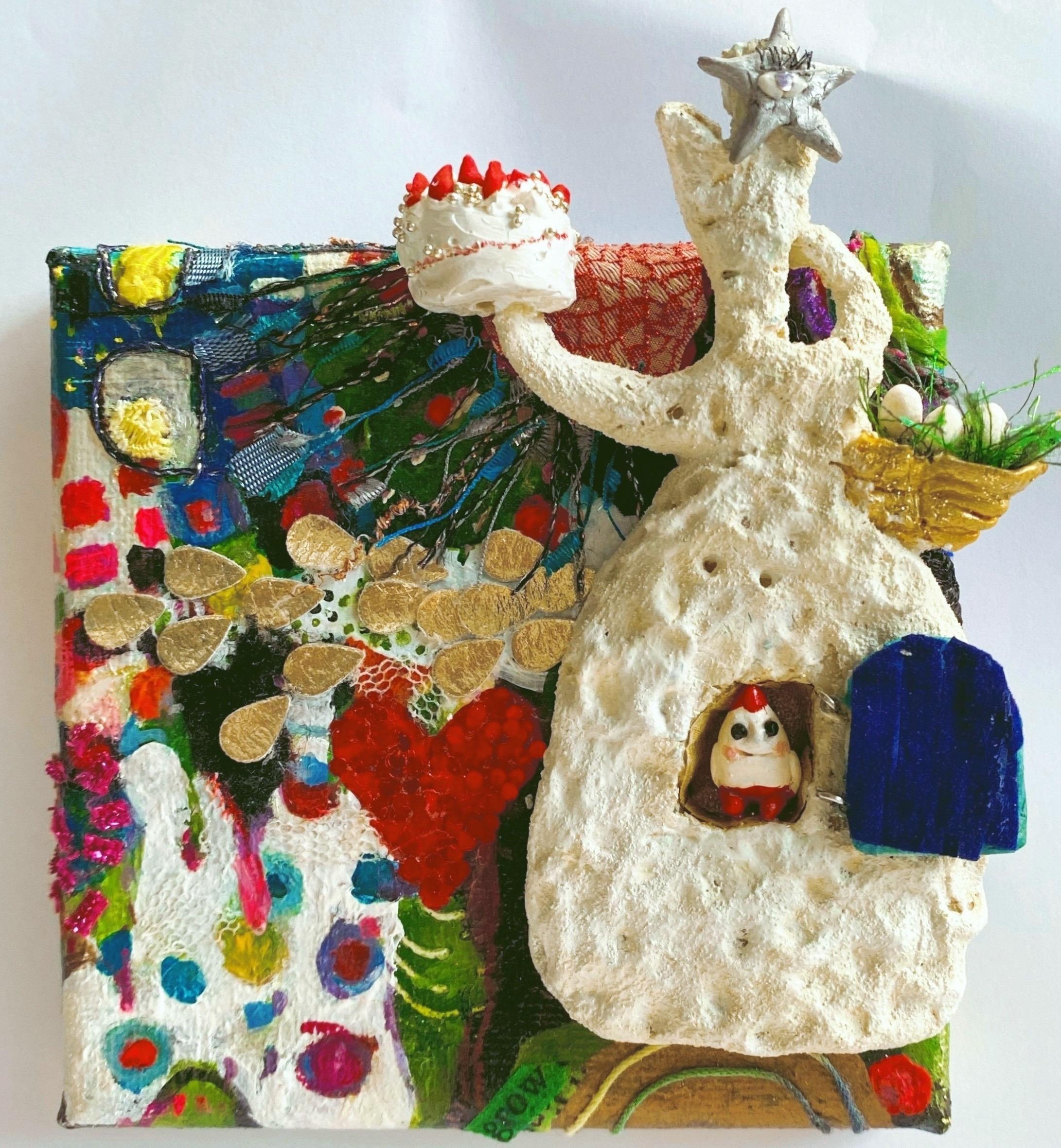 立体コラージュアート作品　特注手作り額装付き　一点物　美術 立体コラージュアート作品 特注手作り額装付き 一点物