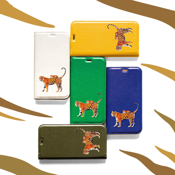 手帳型ケース 虎さんと虎柄ネコさん スマホケース iPhoneケース