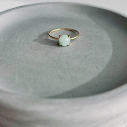 天然石　ビルマ産　グリーン翡翠　6×6ラウンド　爪留めリング　指輪　silver925 18KGP 2枚目の画像