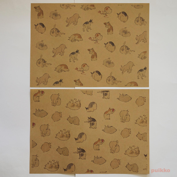 紙製ブックカバー　広重「浮世画譜」猫（カラー） 3枚目の画像