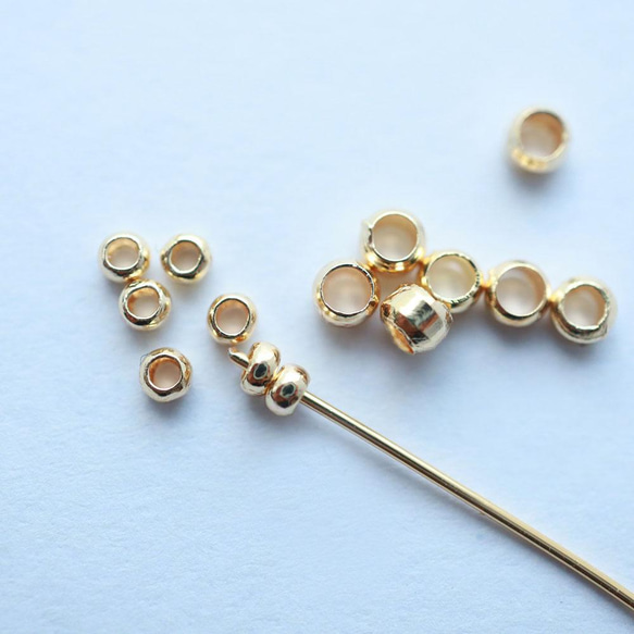 金アレ対応 真鍮製 14KGP ボールチップ＋カシメ玉 40セット 3枚目の画像