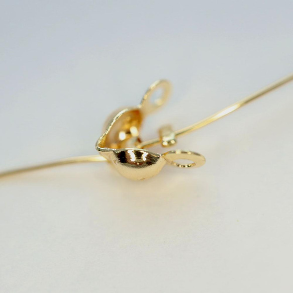 金アレ対応 真鍮製 14KGP ボールチップ＋カシメ玉 40セット 1枚目の画像