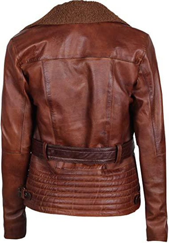 羊革・毛皮の襟付き羊革ジャケット Sheep Leather Jacket with Fur Collar 2枚目の画像