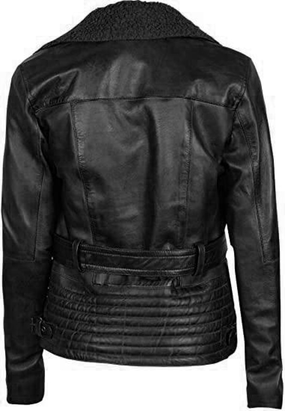 羊革・毛皮の襟付き羊革ジャケット Sheep Leather Jacket with Fur Collar 5枚目の画像