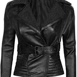 羊革・毛皮の襟付き羊革ジャケット Sheep Leather Jacket with Fur Collar 4枚目の画像