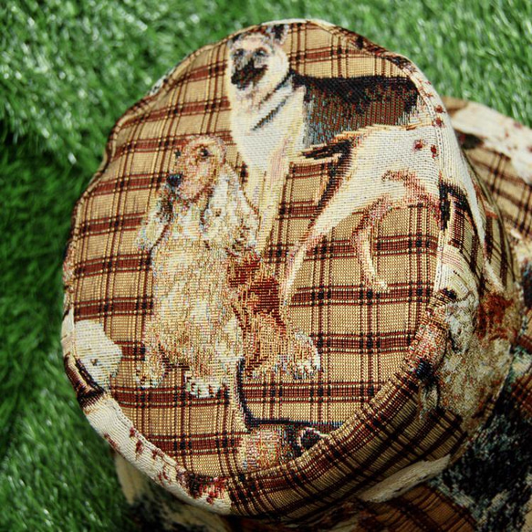 Dog Pattern check Gobelin 編織帽：荷蘭面料 第6張的照片