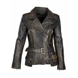 羊革ヴィンテージ加工ライダージャケットベルト付き Sheep Leather Vintage Rider Jacket 1枚目の画像