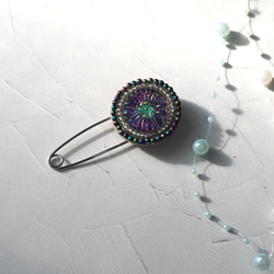 【SALE】ボヘミアの煌めき ✨チェコガラスボタンのストールピン 4枚目の画像