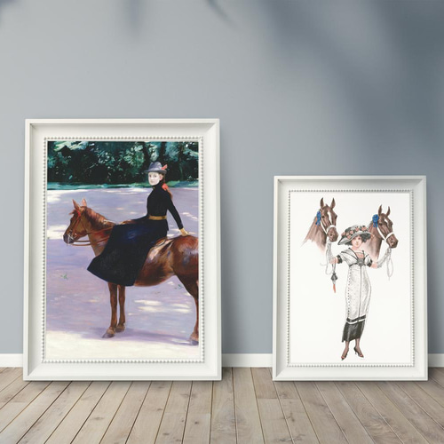 NO.323】乗馬する女性のクラシックな絵画アートポスター☆紫色
