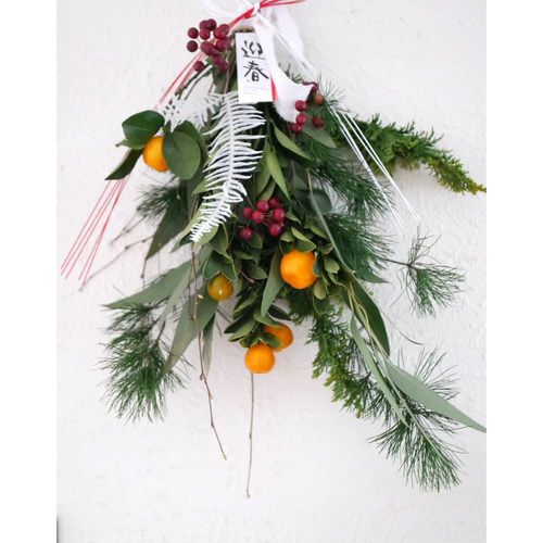 金柑のお正月スワッグ しめ縄・しめ飾り 無店舗花屋ルココン 通販