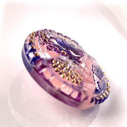 チェコガラスボタン　ひまわり　紫/ピンク/ 青/ゴールド　27mm 3枚目の画像