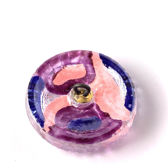 チェコガラスボタン　ひまわり　紫/ピンク/ 青/ゴールド　27mm 4枚目の画像