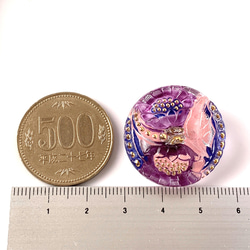 チェコガラスボタン　ひまわり　紫/ピンク/ 青/ゴールド　27mm 7枚目の画像