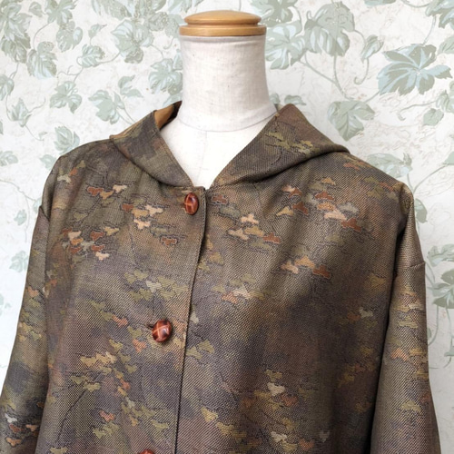 着物リメイク】裏地華やか フード付きコート コート 和工房 麗和 通販