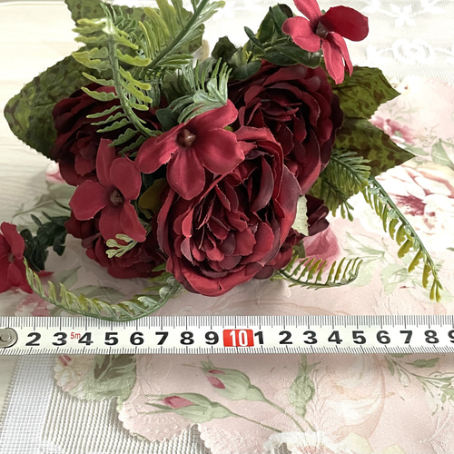 濃い赤系牡丹,アーティフィシャルフラワー,花束タイプのアレンジ用
