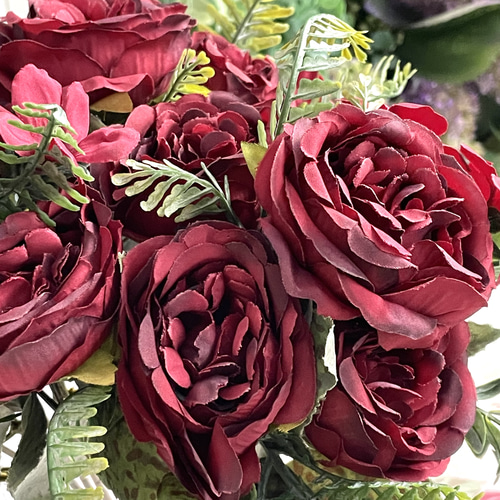 濃い赤系牡丹,アーティフィシャルフラワー,花束タイプのアレンジ用