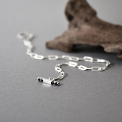 簡約粗銀鏈925銀配黑尖晶石圈扣手鍊 // Sterling Silver Bracelet 第2張的照片