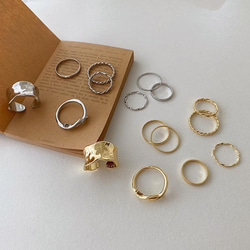 韓国ファッション　8点セット指輪　シンプル　アクセサリー　ゴールド　-1231　シルバー　-1232 5枚目の画像