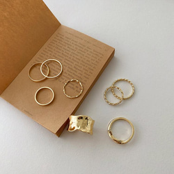 韓国ファッション　8点セット指輪　シンプル　アクセサリー　ゴールド　-1231　シルバー　-1232 3枚目の画像