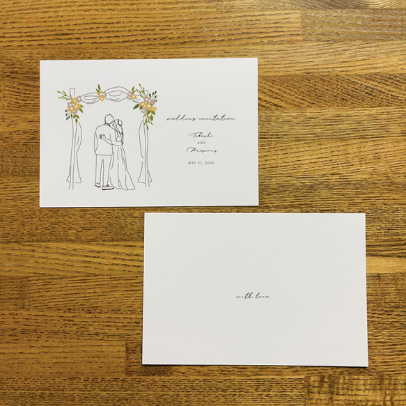 【招待状】Wedding Arch｜印刷込み1部￥500｜新郎新婦イラスト｜結婚式｜披露宴｜ウェディング 4枚目の画像