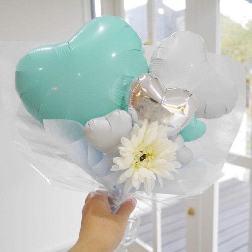 バルーンギフト ミントグリーン ブーケ 名入れ 成人式 結婚祝い 開店