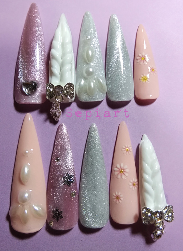 ジェルネイルチップ☆付け爪~鬼ロング/ロングポイント☆立体 ジェルネイルチップ☆付け爪~鬼ロング/ロングポイント☆立体