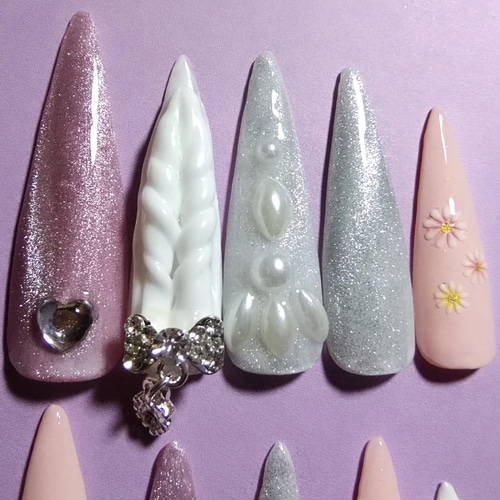 ジェルネイルチップ☆付け爪~鬼ロング/ロングポイント☆立体
