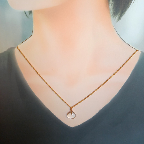GenaMyint ジーナミント ドロップネックレス 大粒ケシパール クリスタル 14kgf 大粒ケシパール ネックレス サイズが選べる ネックレス