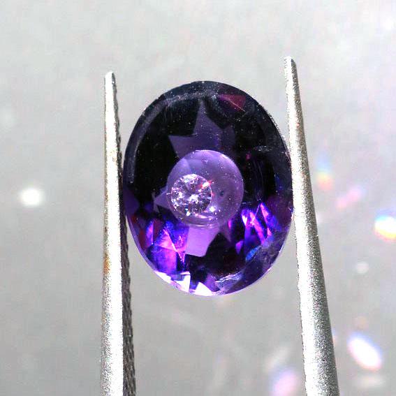 アメジスト＋CZ ルース　10mm　オーバル　パープル　2.74ct　天然石ハンドメイド素材