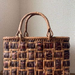 桜皮、山葡萄 桜皮籠バッグ 山葡萄籠バッグ 手作り 桜皮かごバッグ