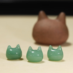 縄文ねこ形土製品 アベンチュリンのピアス　 （659-541/アベン） 4枚目の画像