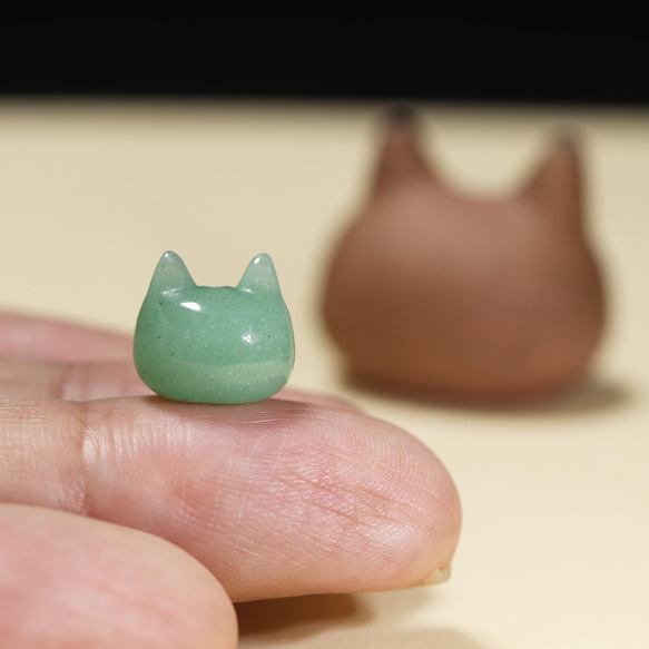 縄文ねこ形土製品 アベンチュリンのピアス　 （659-541/アベン） 7枚目の画像