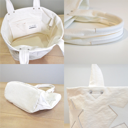 星パッチワーク付き！ 倉敷帆布のトートバッグ ”Pure white