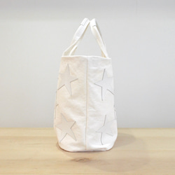 星パッチワーク付き！ 倉敷帆布のトートバッグ　”Pure white” 9枚目の画像
