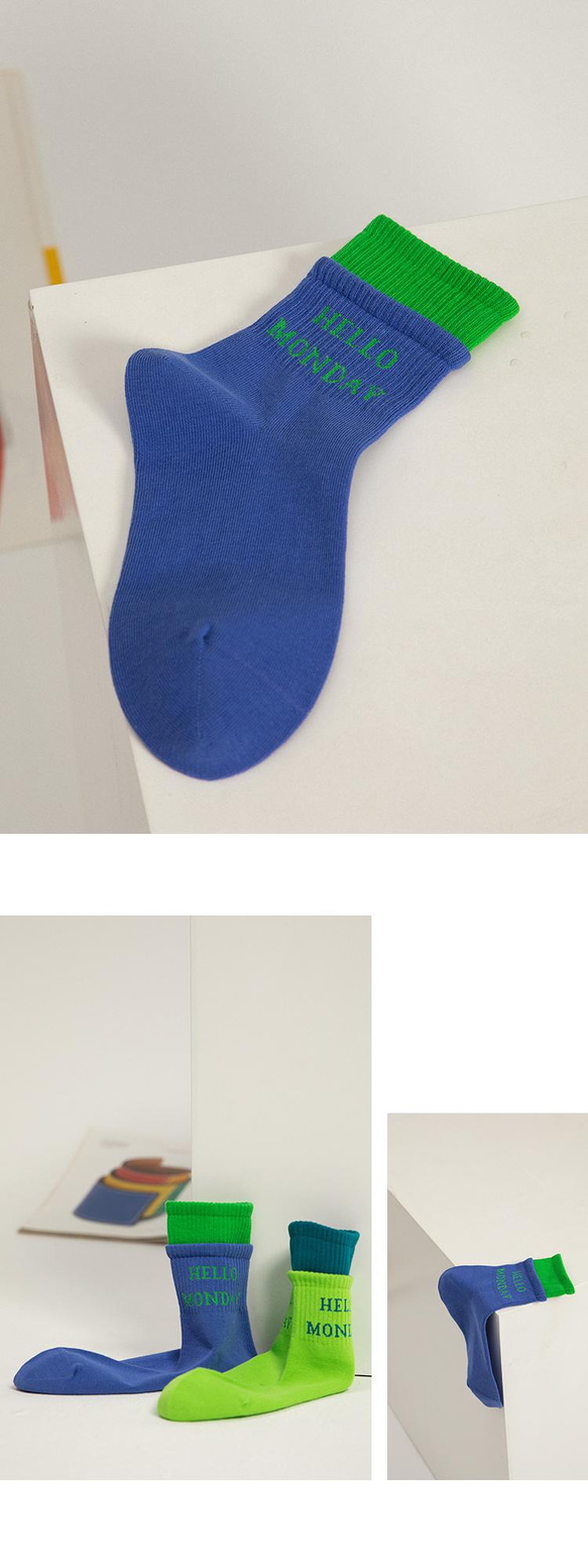 HELLOMONDAY白い靴下の女性の文字のステッチ ミドルチューブ潮の偽の積み重ね ストリートスポーツスケートボードソ 14枚目の画像