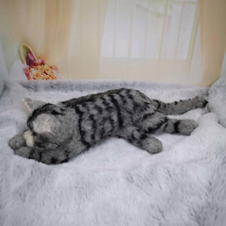 ☆マリンの家☆羊毛フェルト　猫　三毛猫～居眠りポーズ　ハンドメイド　ねこ　ネコ　フェルト猫　羊毛フェルト猫　オブジェ 5枚目の画像